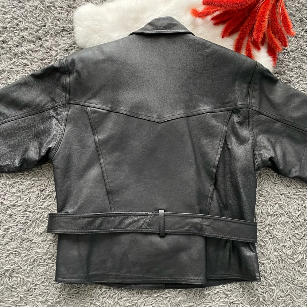 Vintage Cosa Nova Black Leather Biker Jacket - Picture 8 of 12
